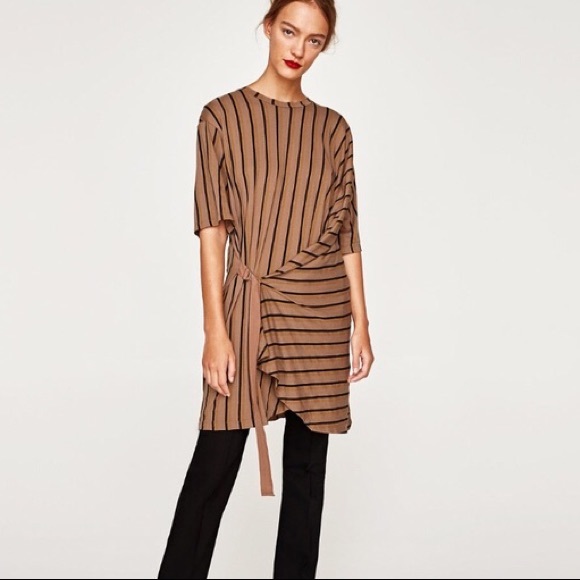 Zara brown belted dress - Picture 1 of 4